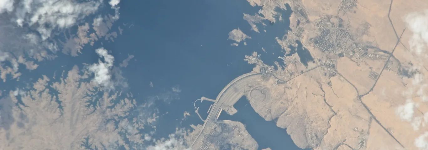 Aerial view of Aswan High Dam