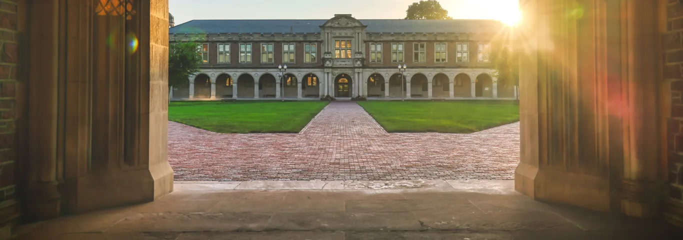 View of Ridgley Hall and Brookings Quadrangle