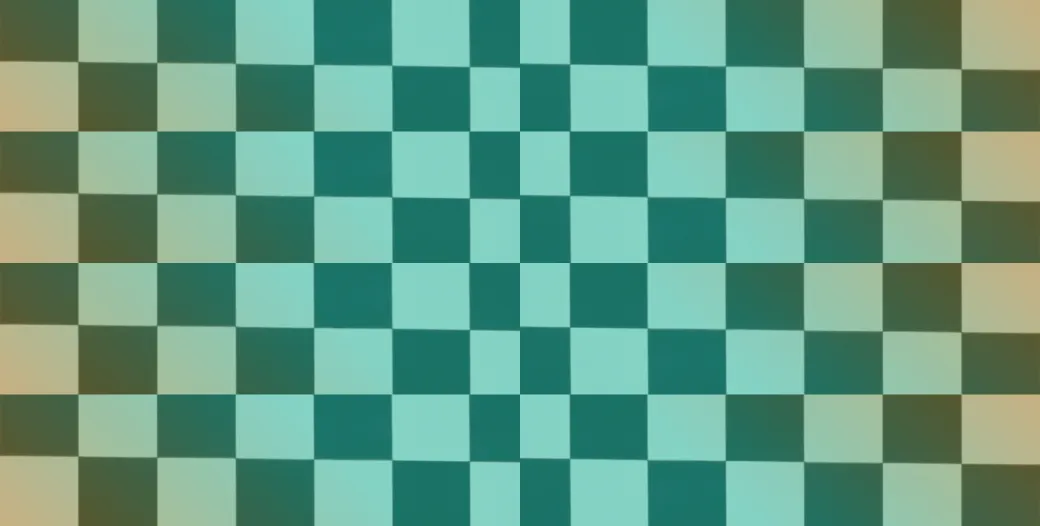 "blue green and orange squares in a checkerboard pattern"