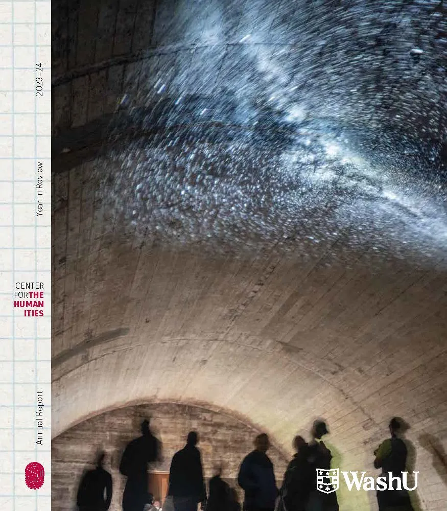 Cover image of bunker interior with starry lights projected on ceiling and human silhouettes in foreground 