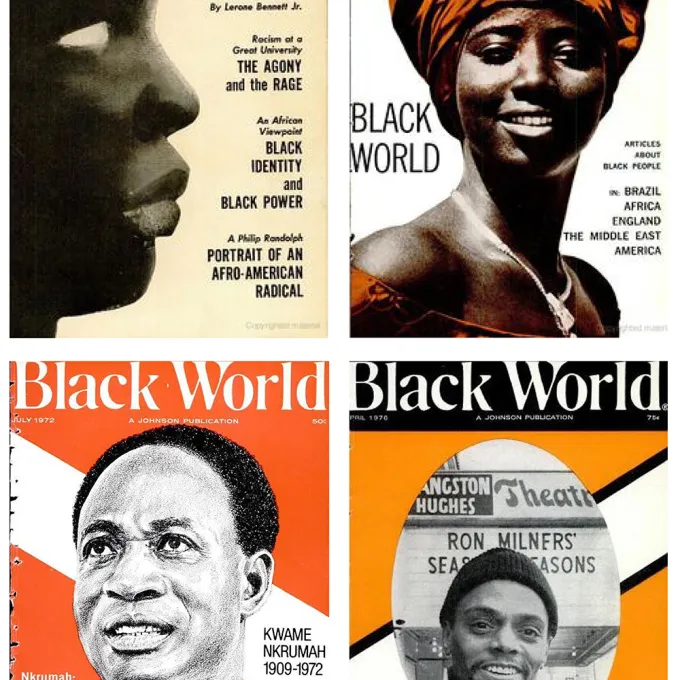 Magazine covers from Negro Digest and Black World